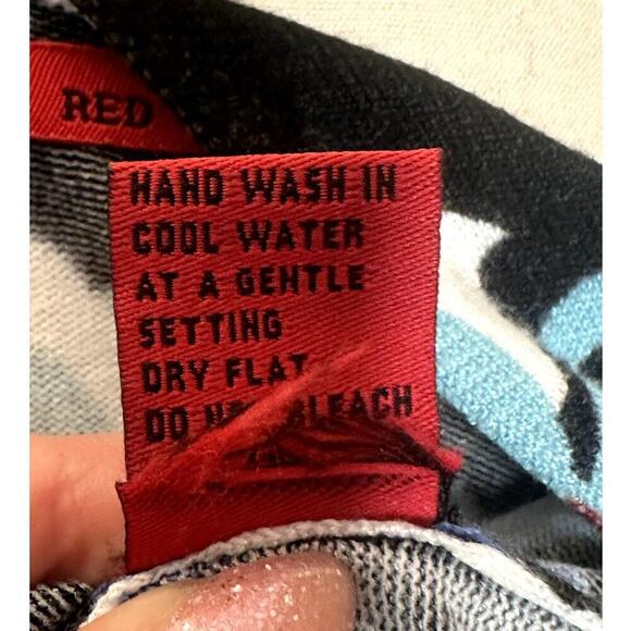 Red Multicolor Floral Paisley Print Asymmetrical Cardigan - S - Picture 6 of 6